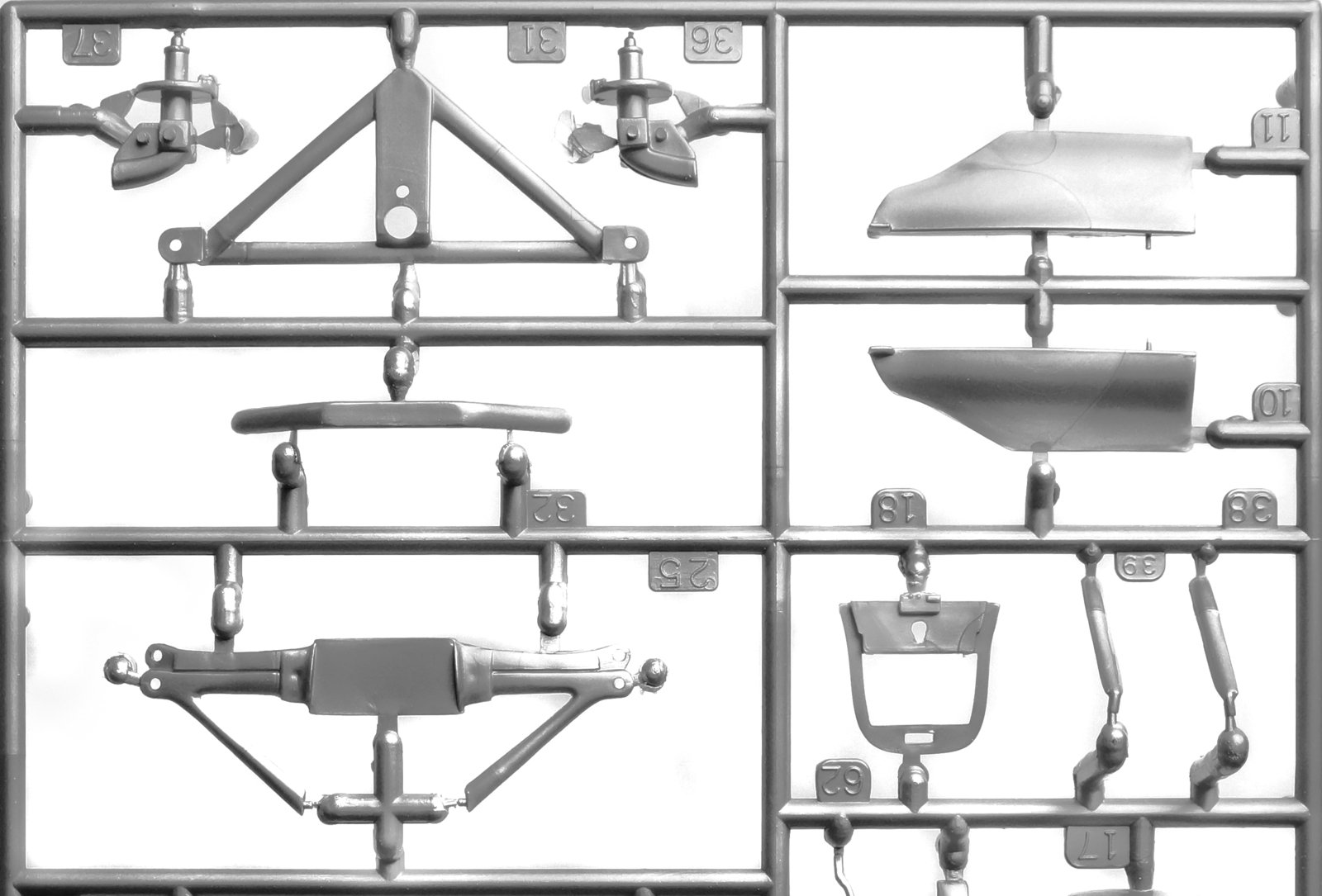 different parts of a ceiling mount, with four separate ckets