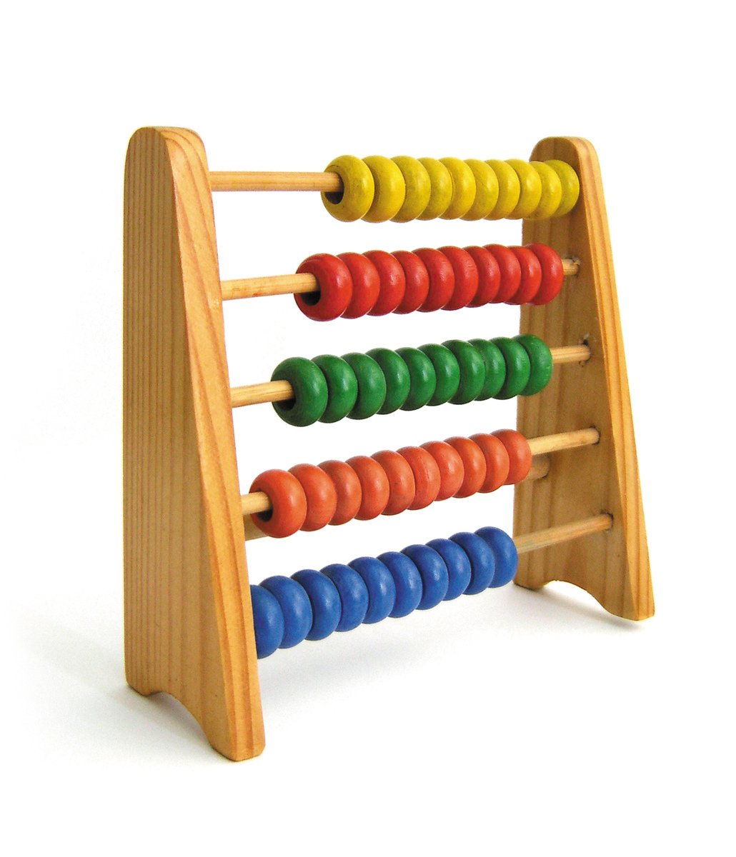 an abacus with five colorful ones in it