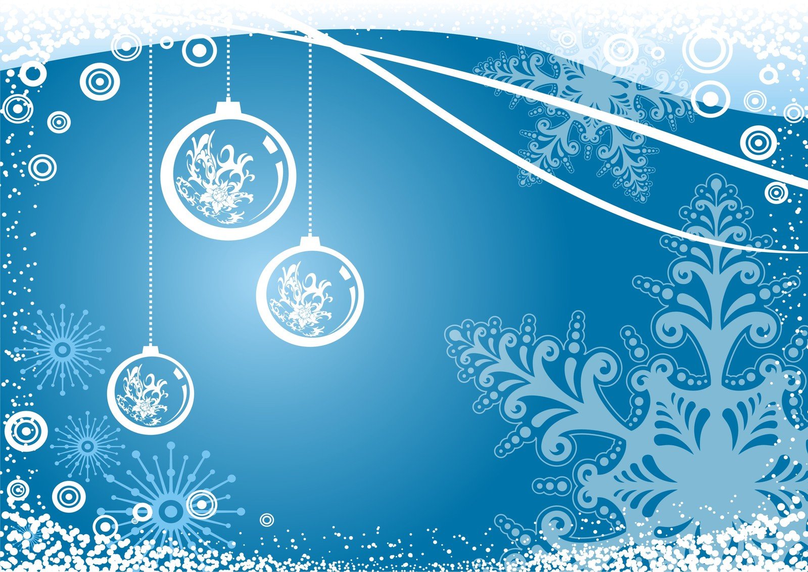 christmas wallpaper with ornaments in the snow
