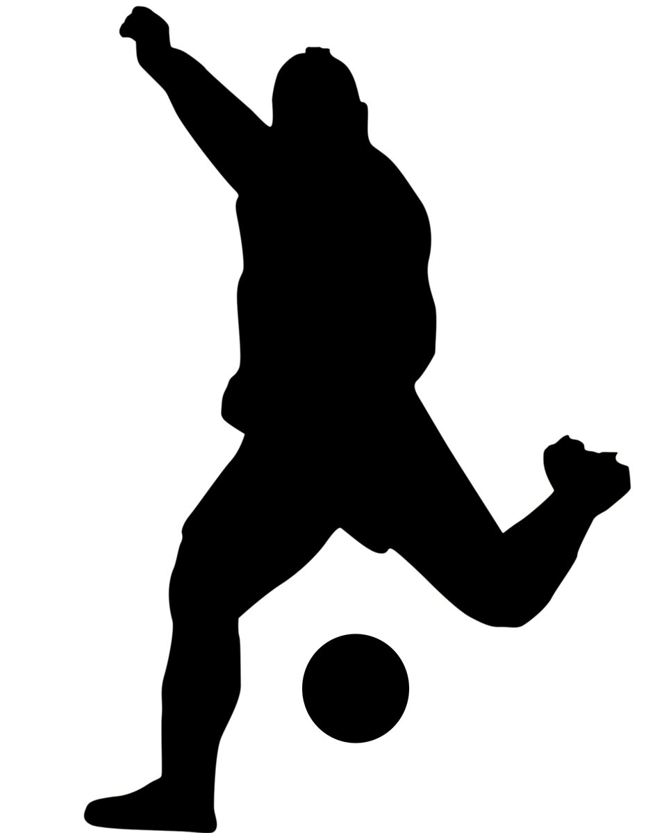 a silhouette of a soccer player kicking the ball