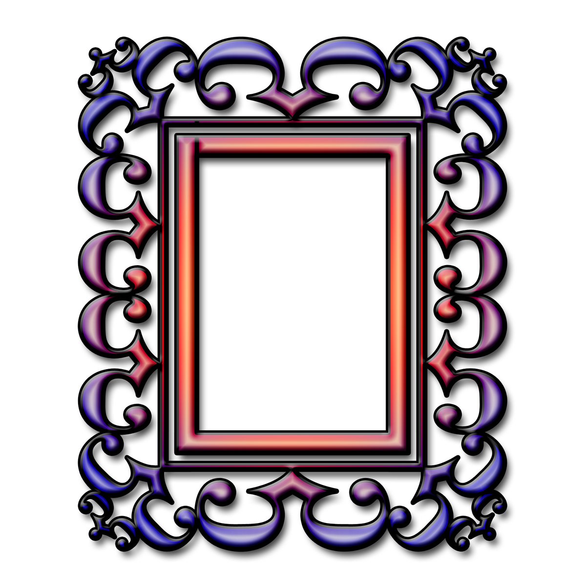 a stylized frame has a fancy design on it