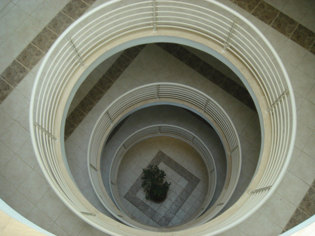 an overhead view of the ceiling and the round window