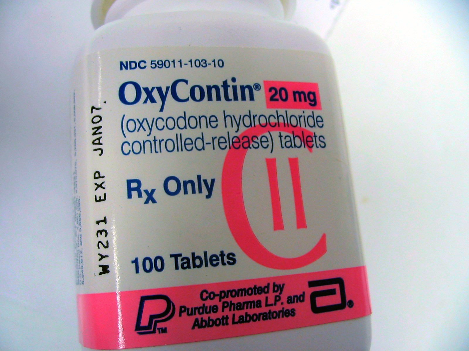 a close up of a bottle of oxycontin