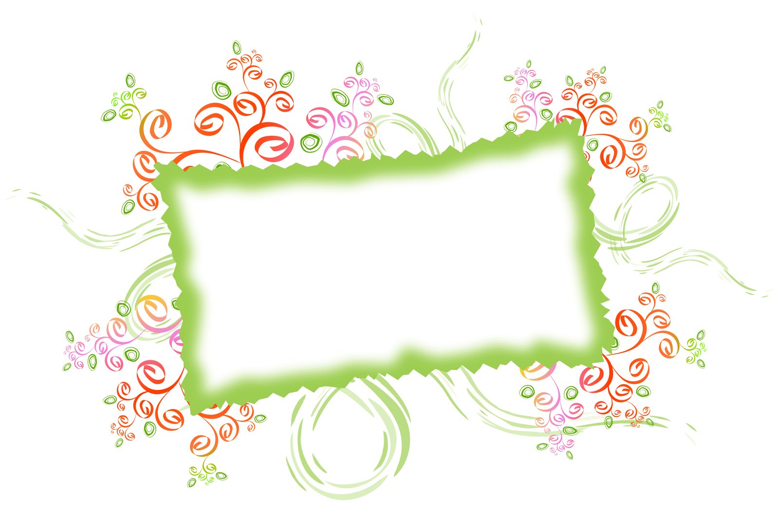 a blank frame with flowers and swirls on it