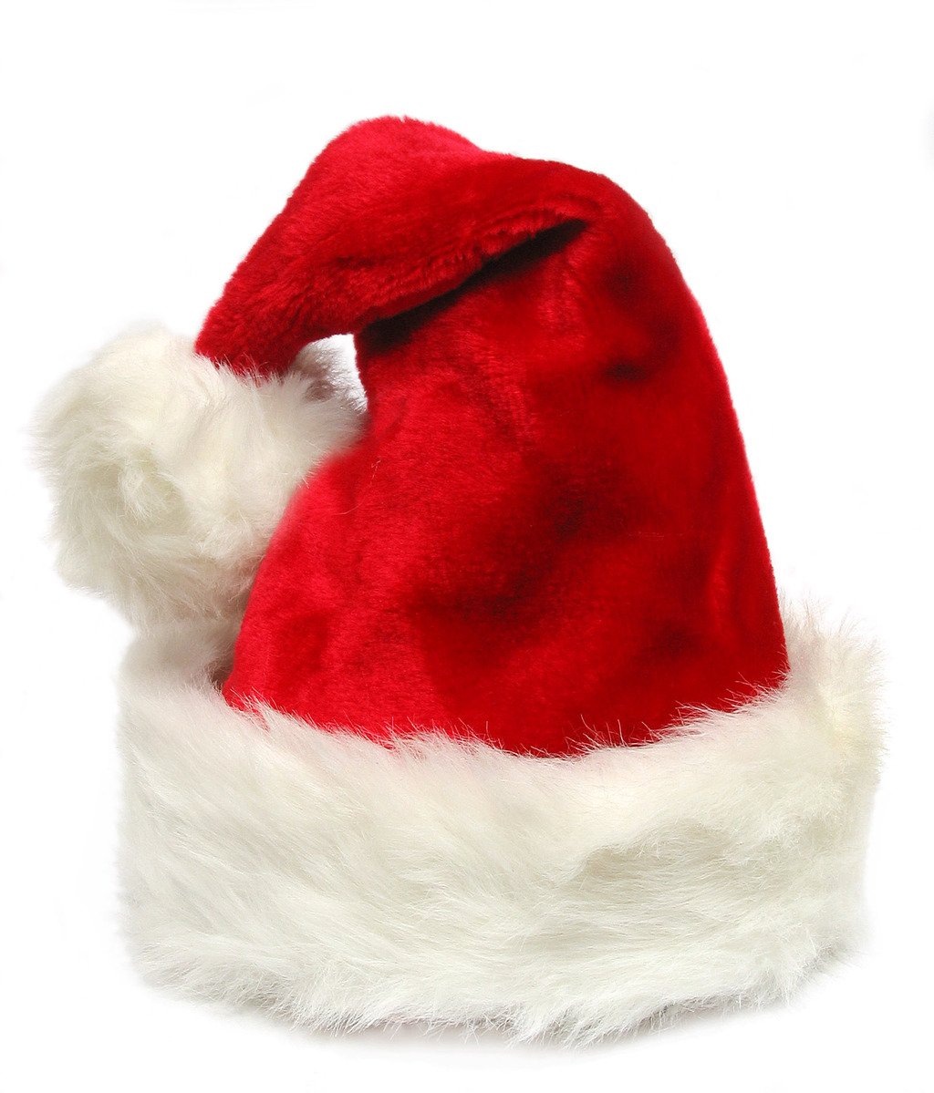 red and white santa hat with snowing tail