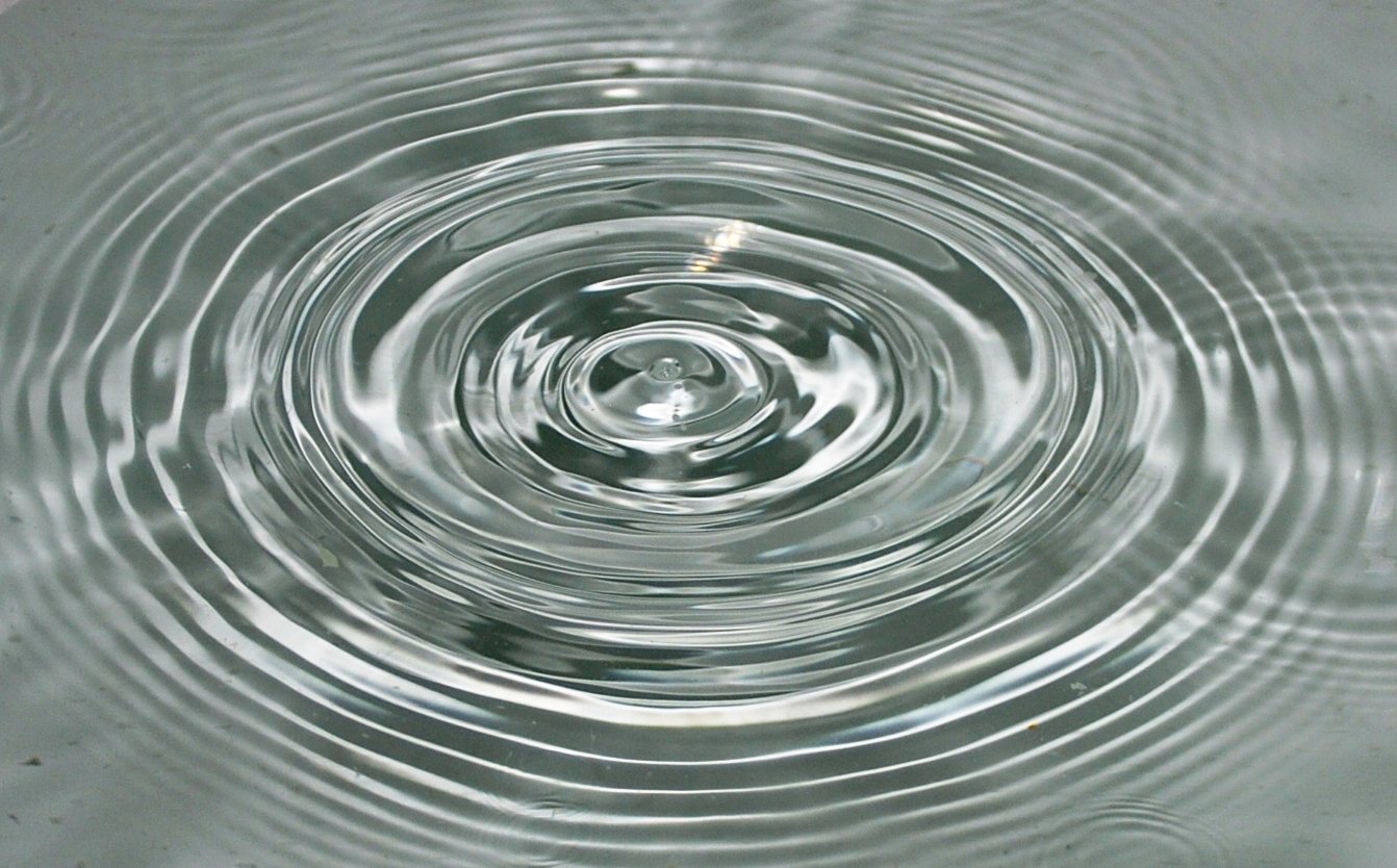 water droplets floating on the surface with ripples