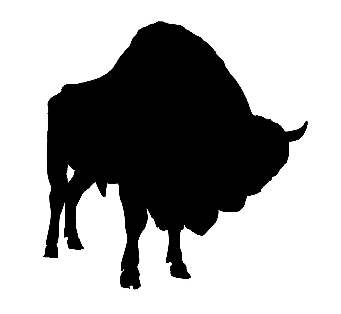 a black silhouette of a buffalo standing up