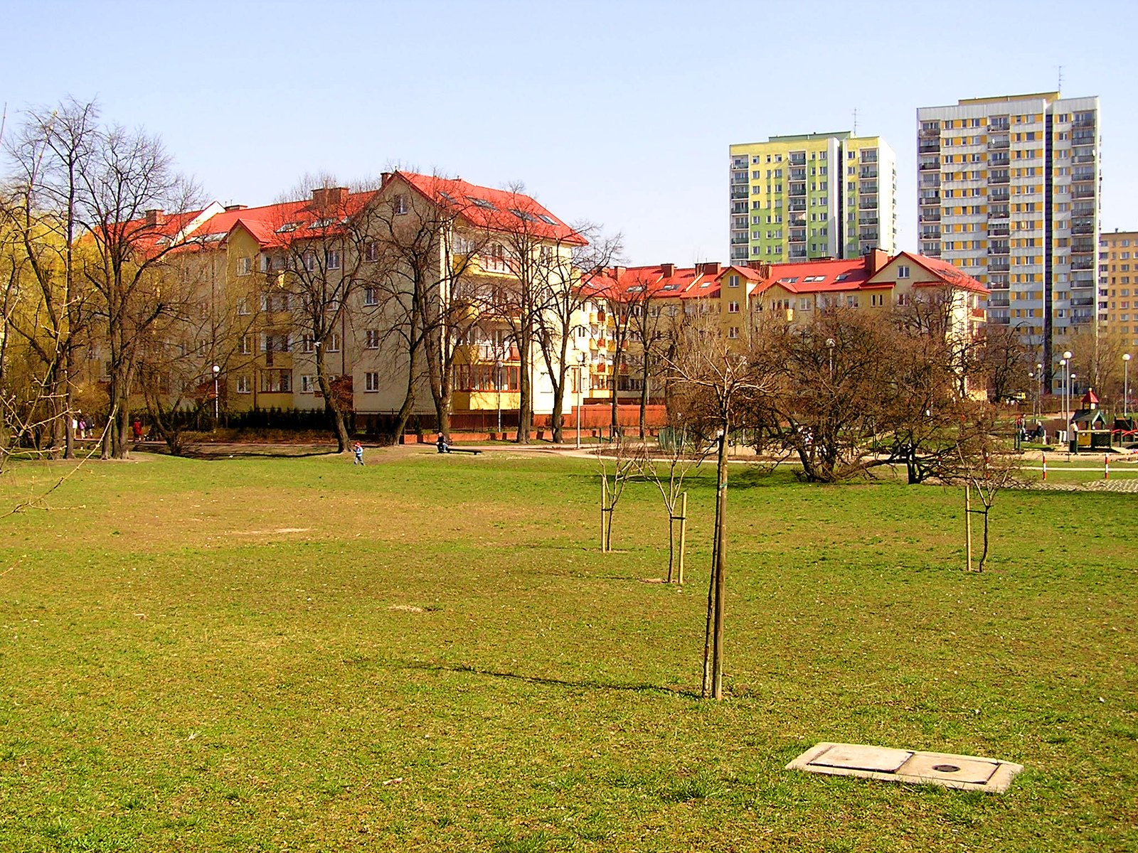 a park with several different shaped structures