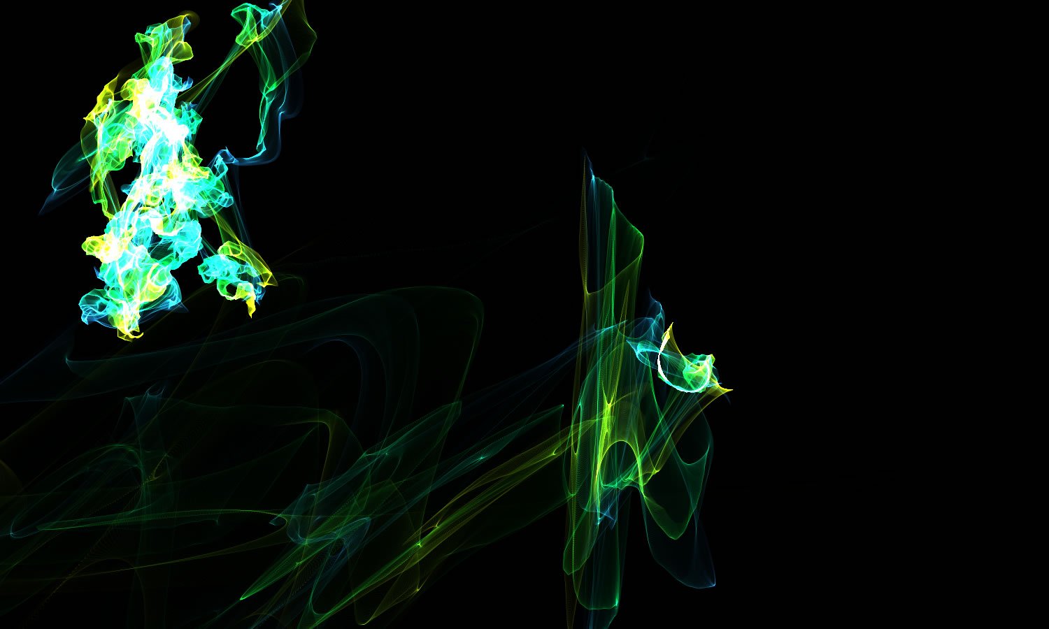 neon digital art that looks like smoke on black background