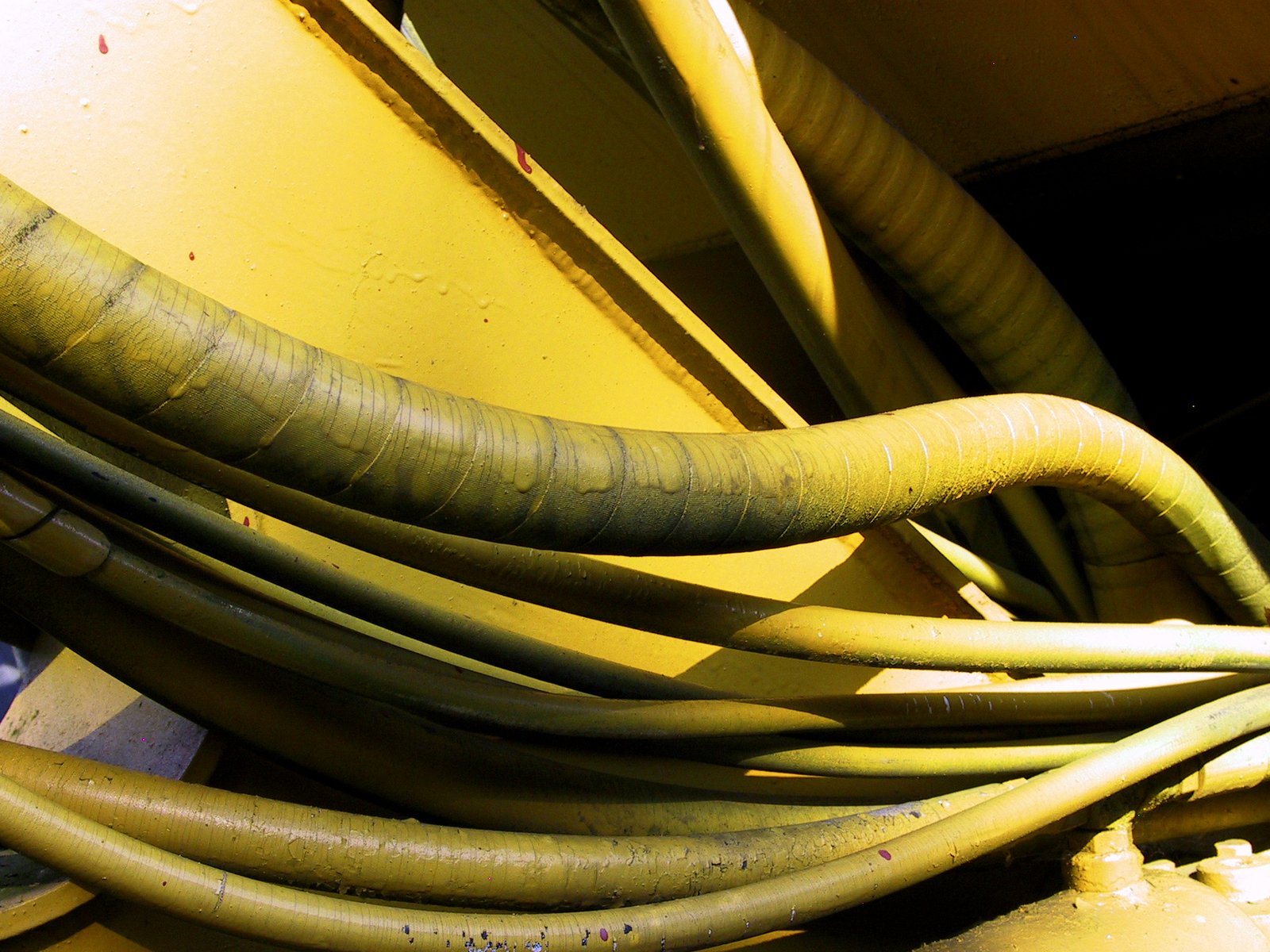 closeup of multiple hoses all connected together