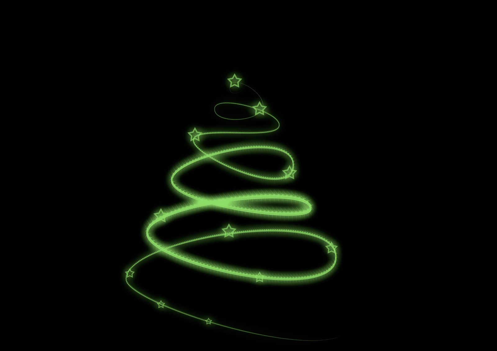 a green christmas tree on a black background