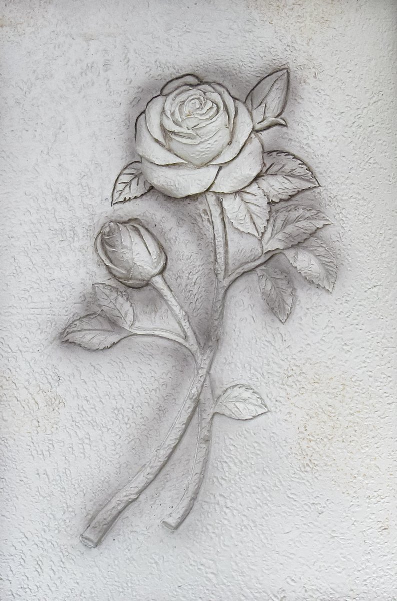 a drawing of a single flower with some leaves