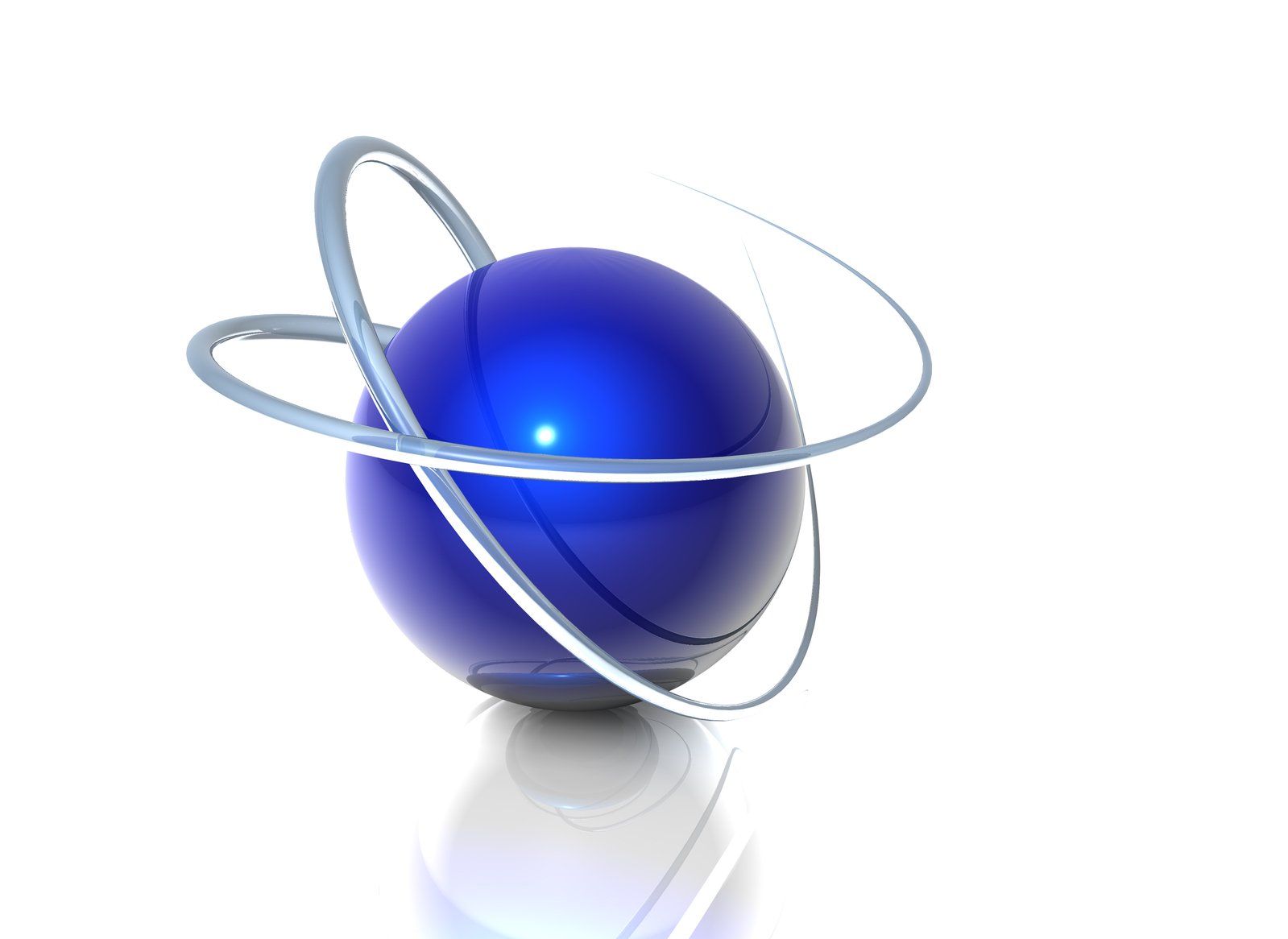 a stylized illustration of a blue sphere with rings around it