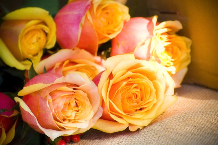 this is a bunch of flowers lying on a table