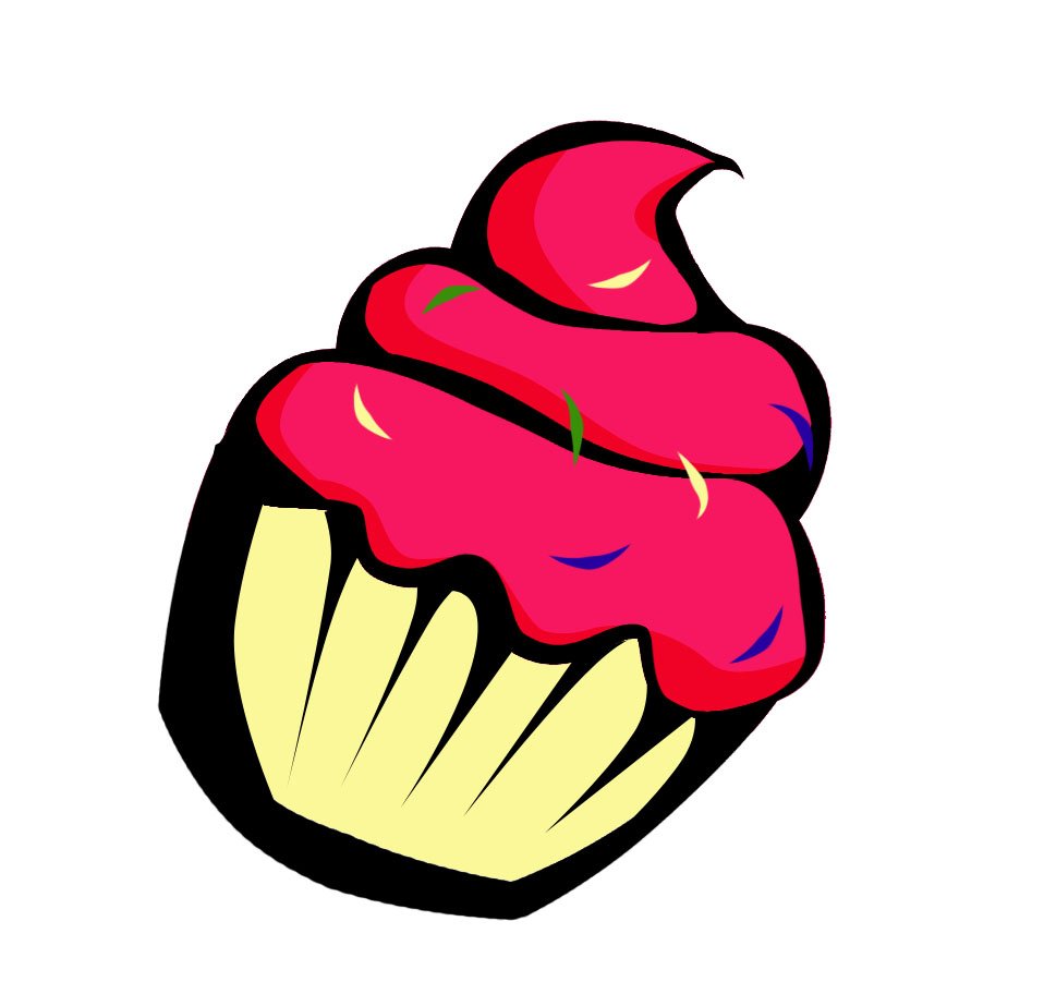 the red frosted cupcake is in a large cupcake
