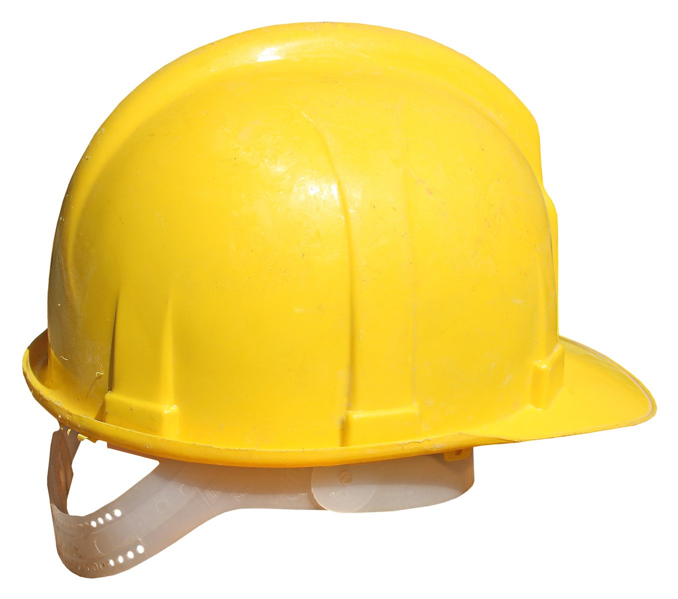 a yellow hard hat on top of a white object