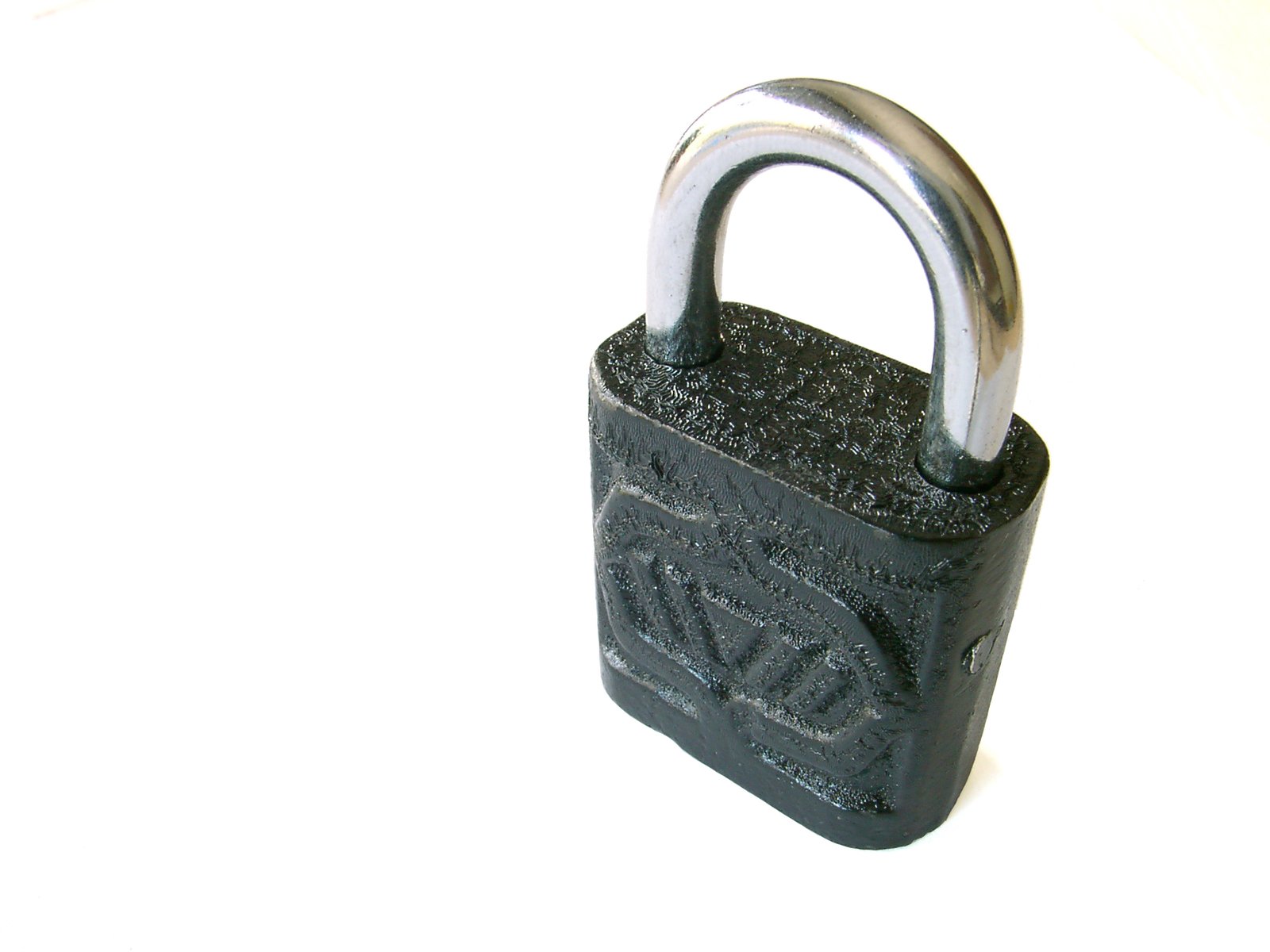 an open lock on a white background