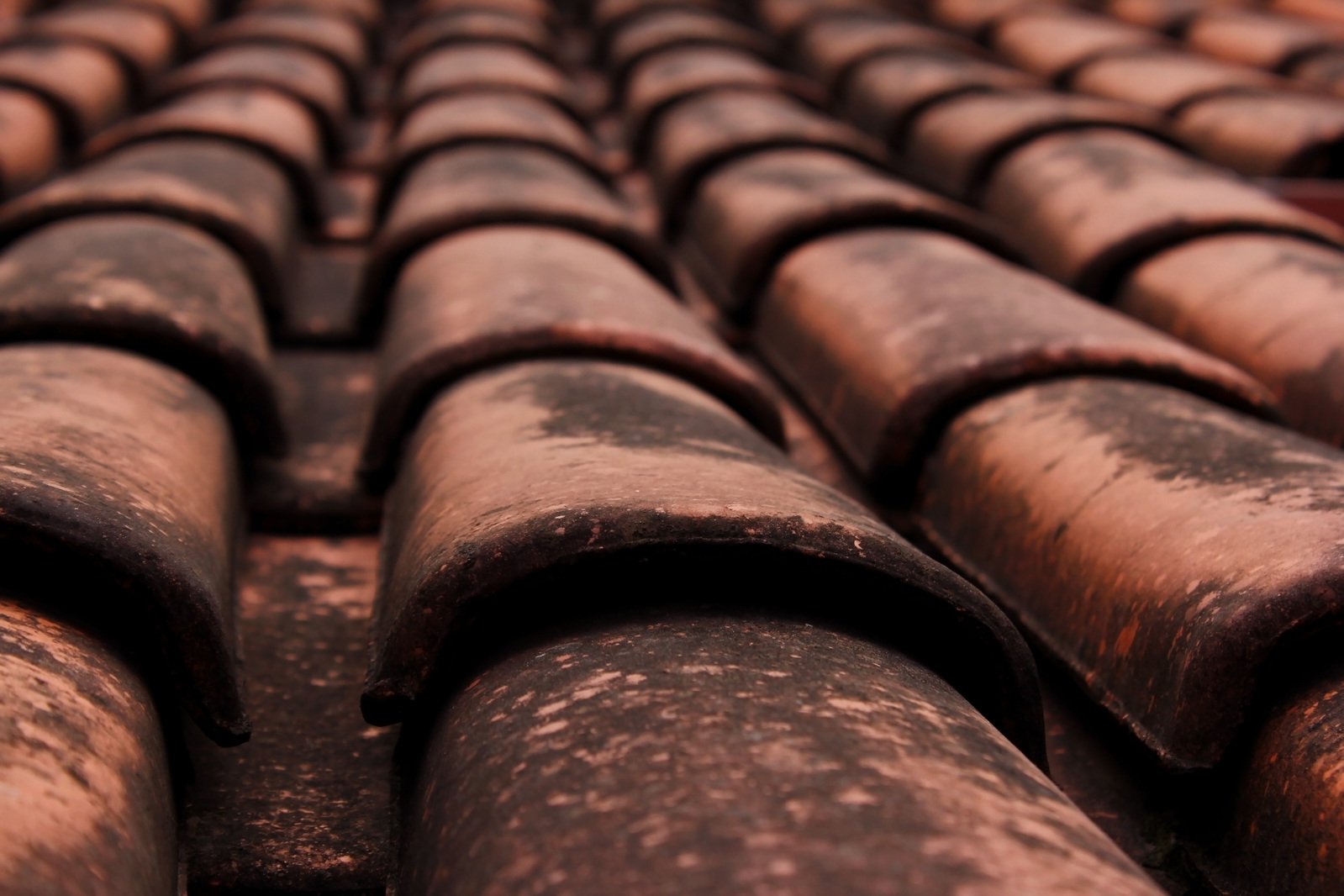 the roof of a building that looks like clay