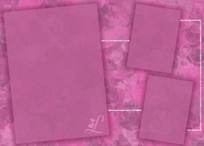 pink square po frames set up against a textured background