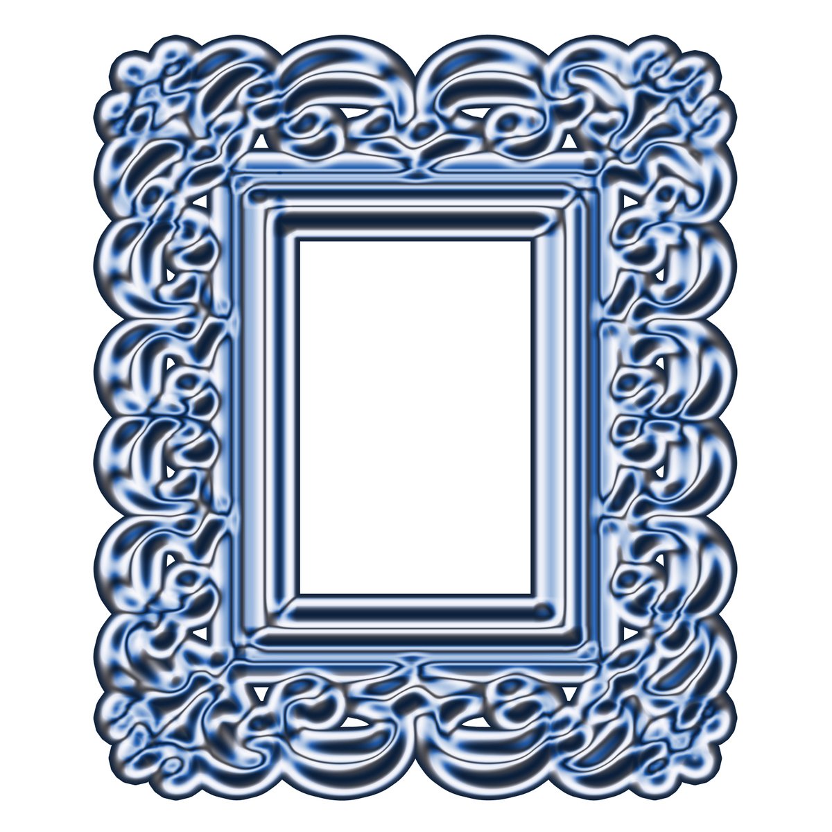 an artistic blue frame with patterns and swirls