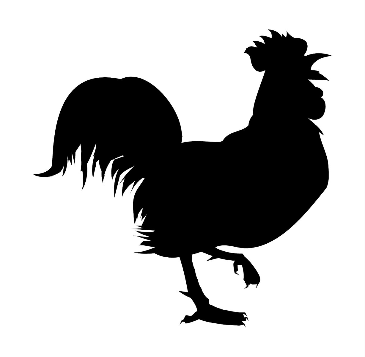 a rooster silhouetted on a white background