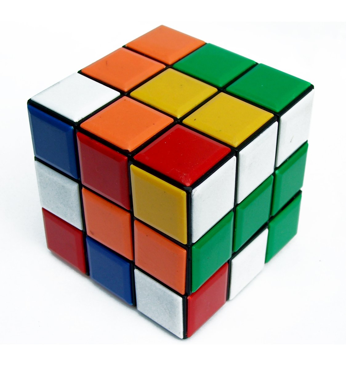 a colorful rubik cube with white squares on the side