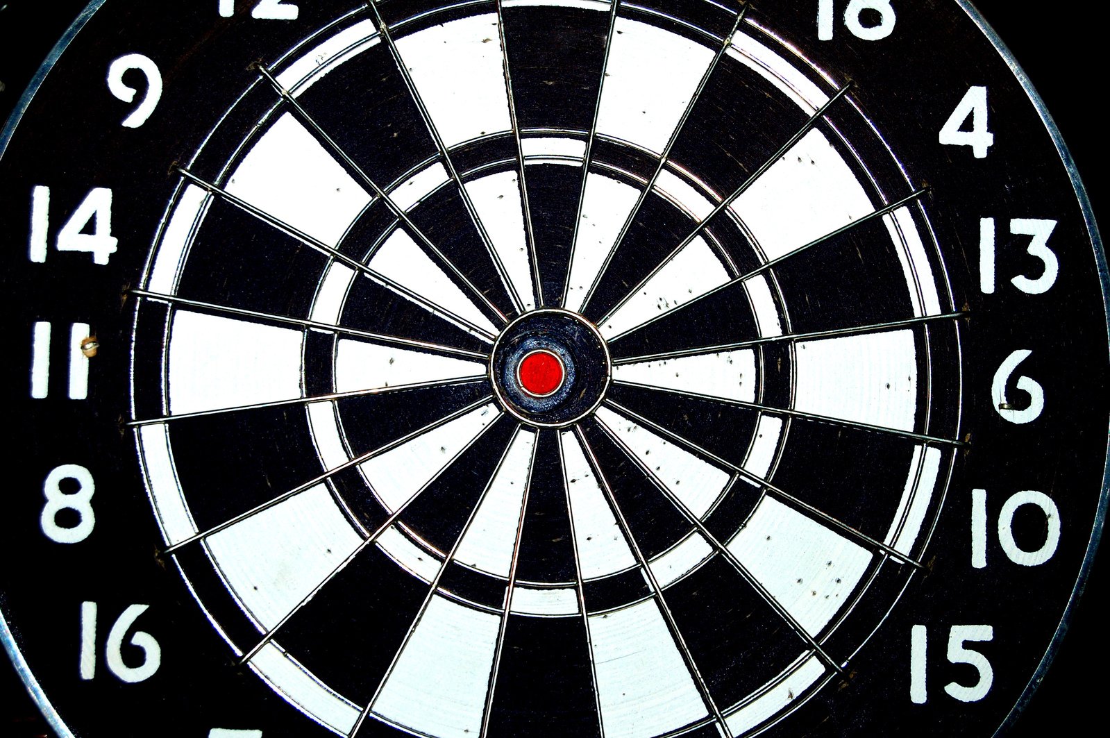 the front of a darts target showing the numbers