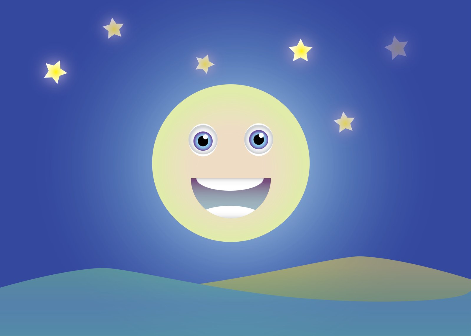 a cartooned face appears to be surrounded by stars