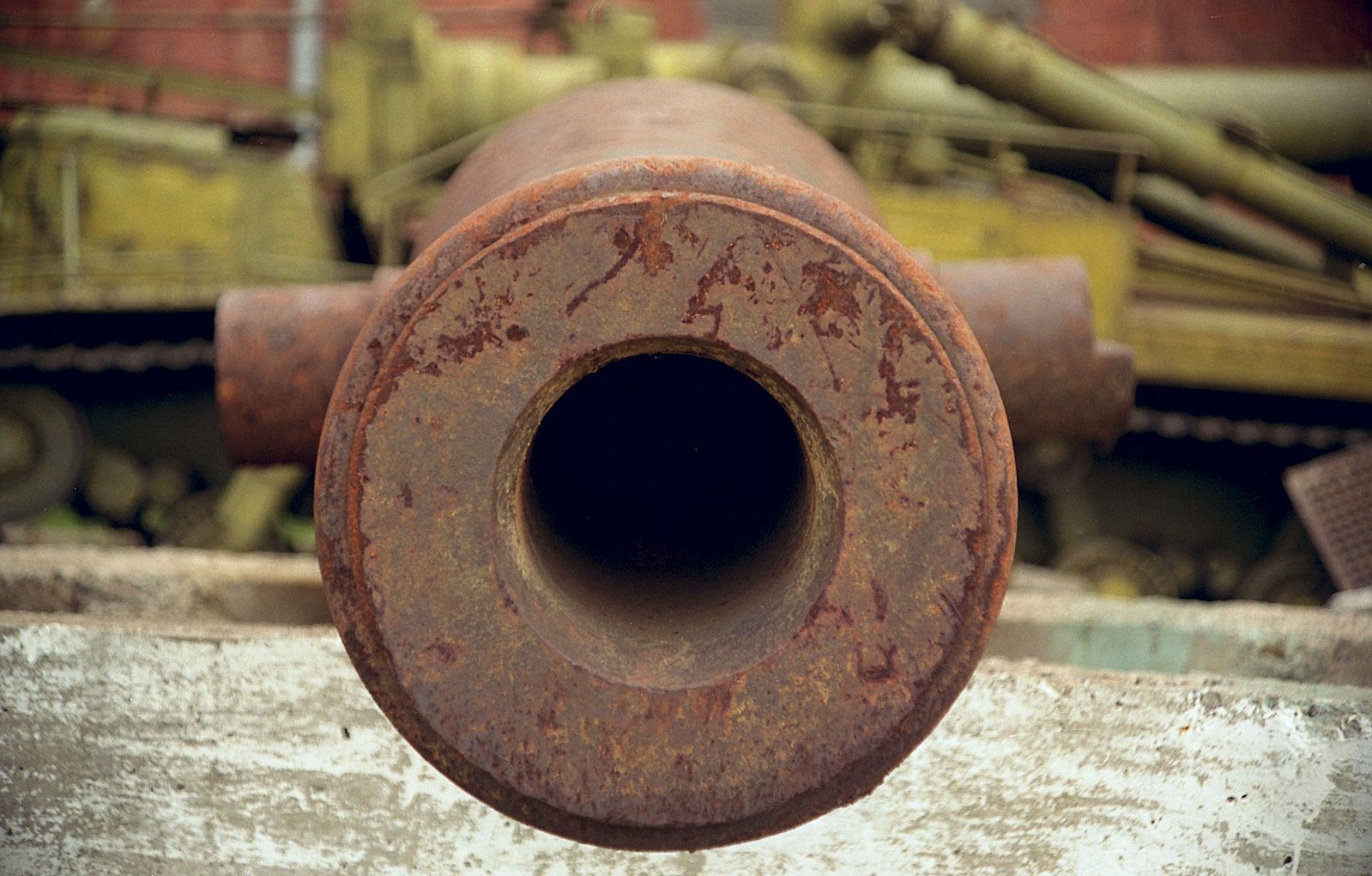 an old rusty metal object on display