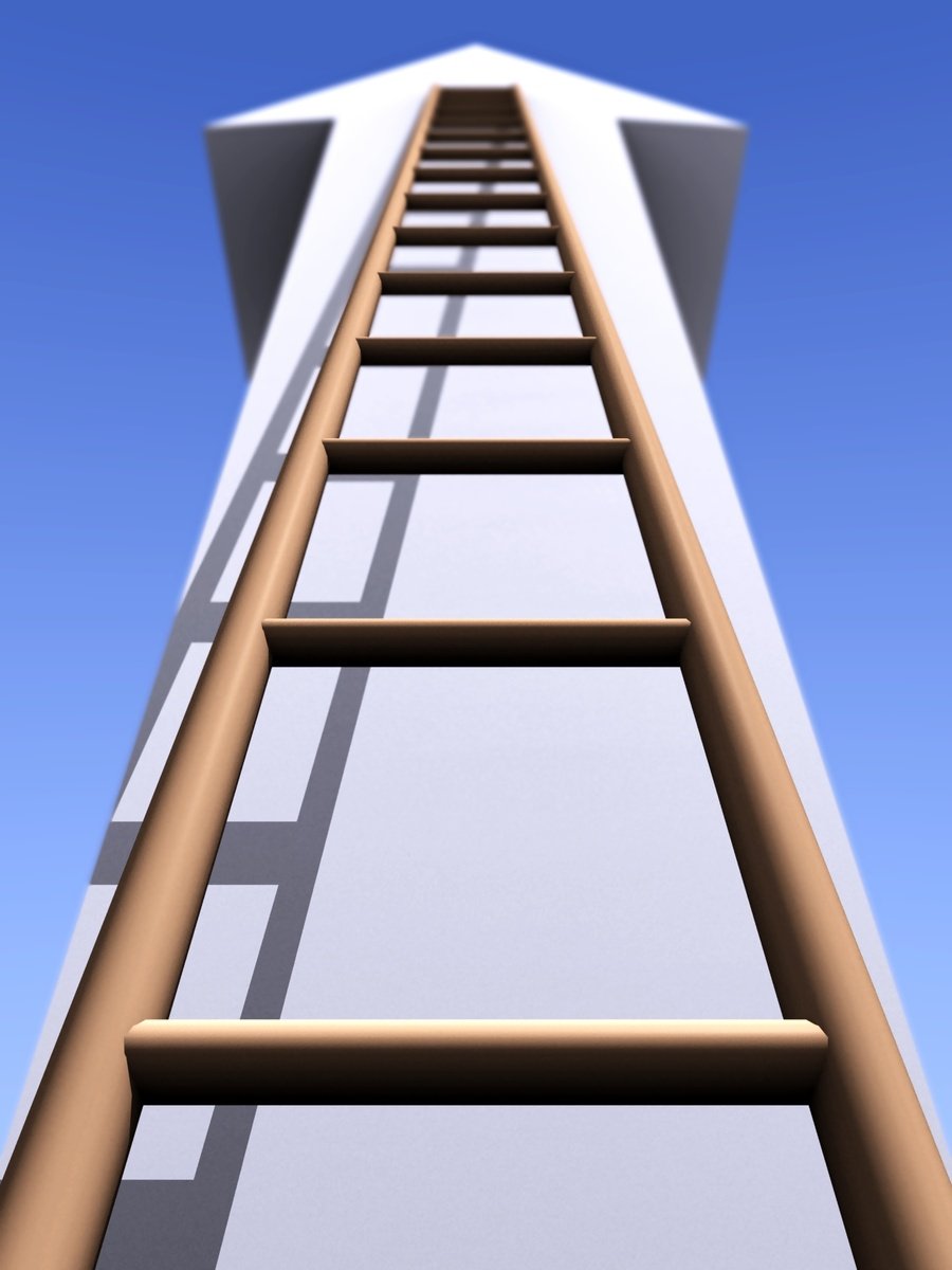 an image of a tall metal ladder in the sky
