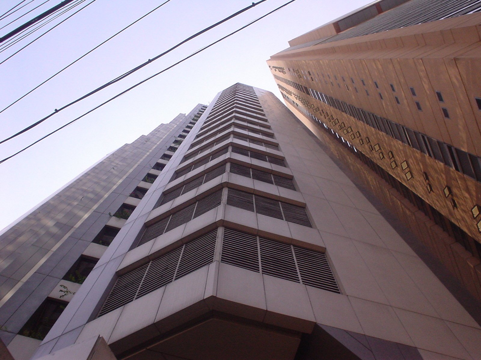 a tall building with a large window on the side