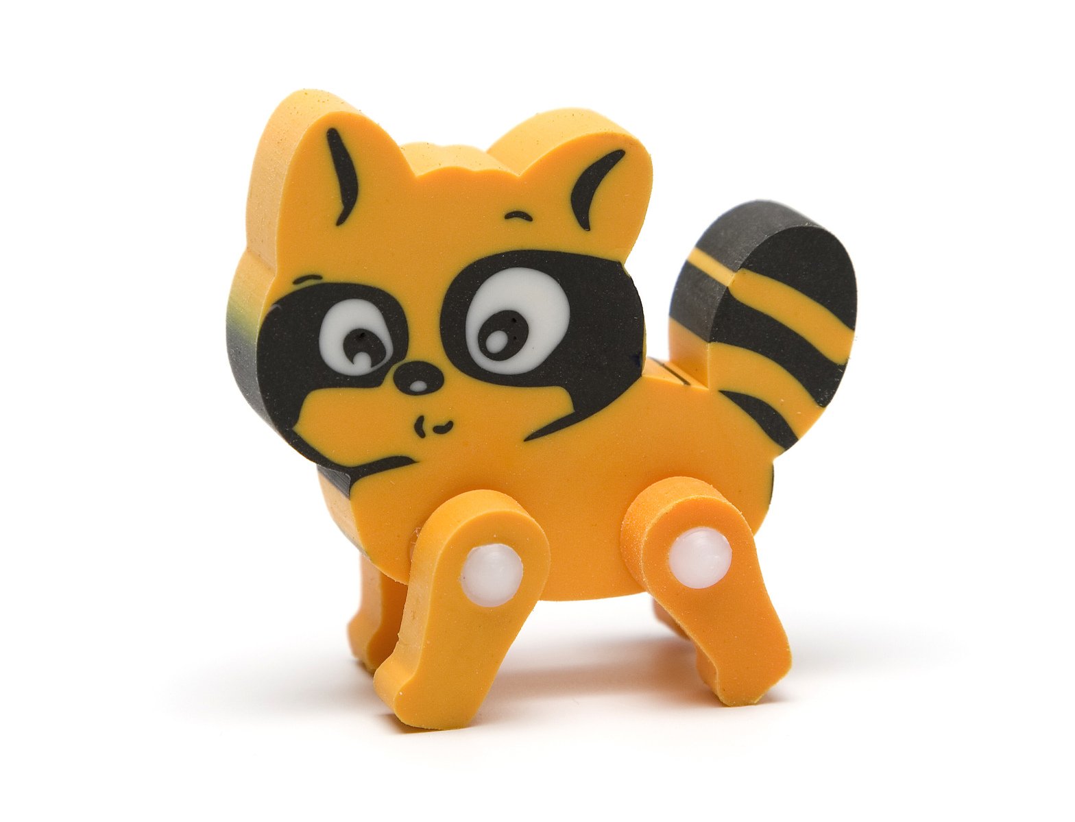 a small yellow toy with black and yellow stripes