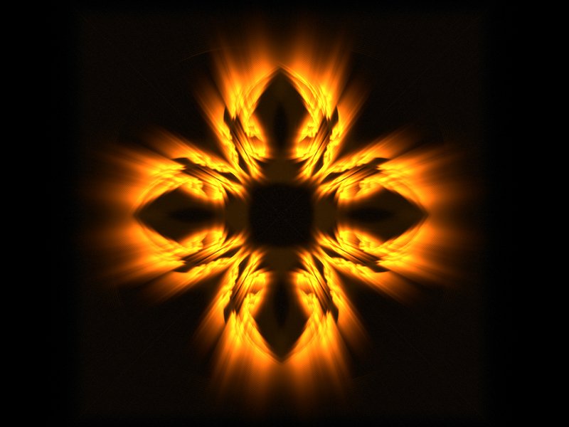 an orange and yellow design on a black background