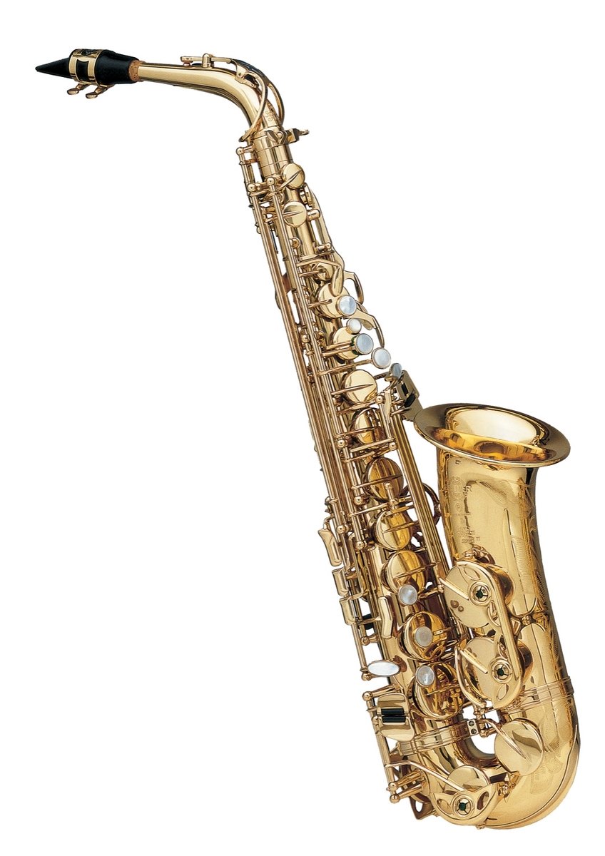 a saxophone sitting on top of a white background