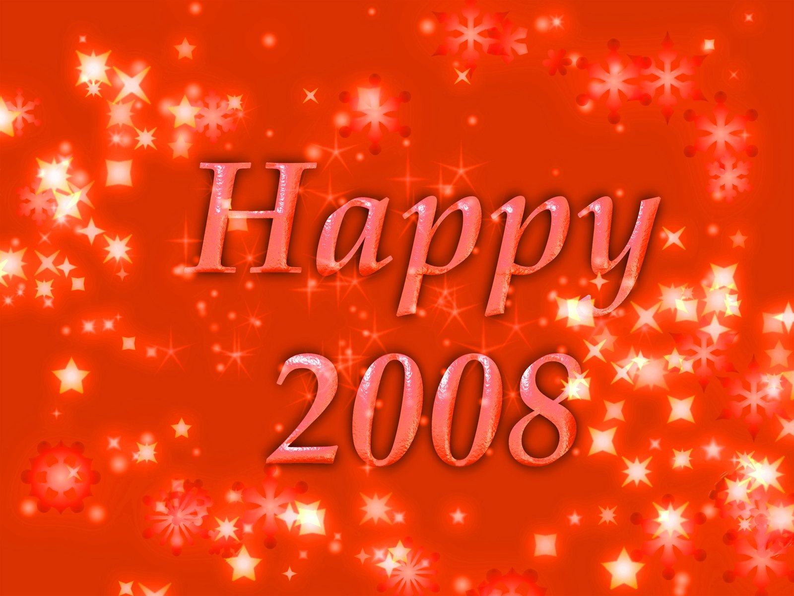 happy 2008 greeting card with stars and sparkles
