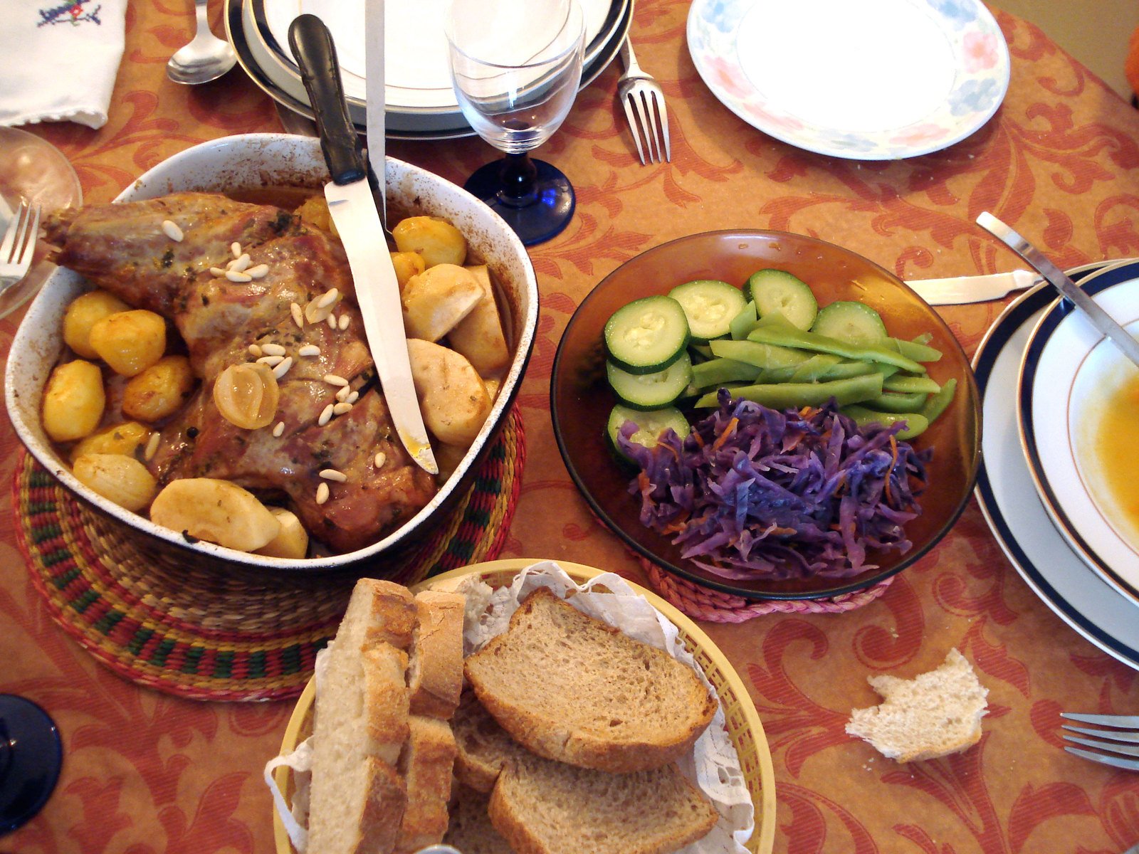 food sitting out on a table for dining