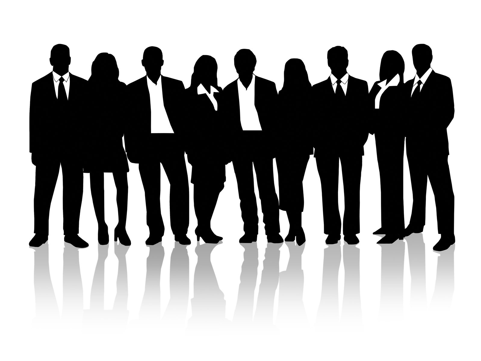 silhouettes of businessmen and business people