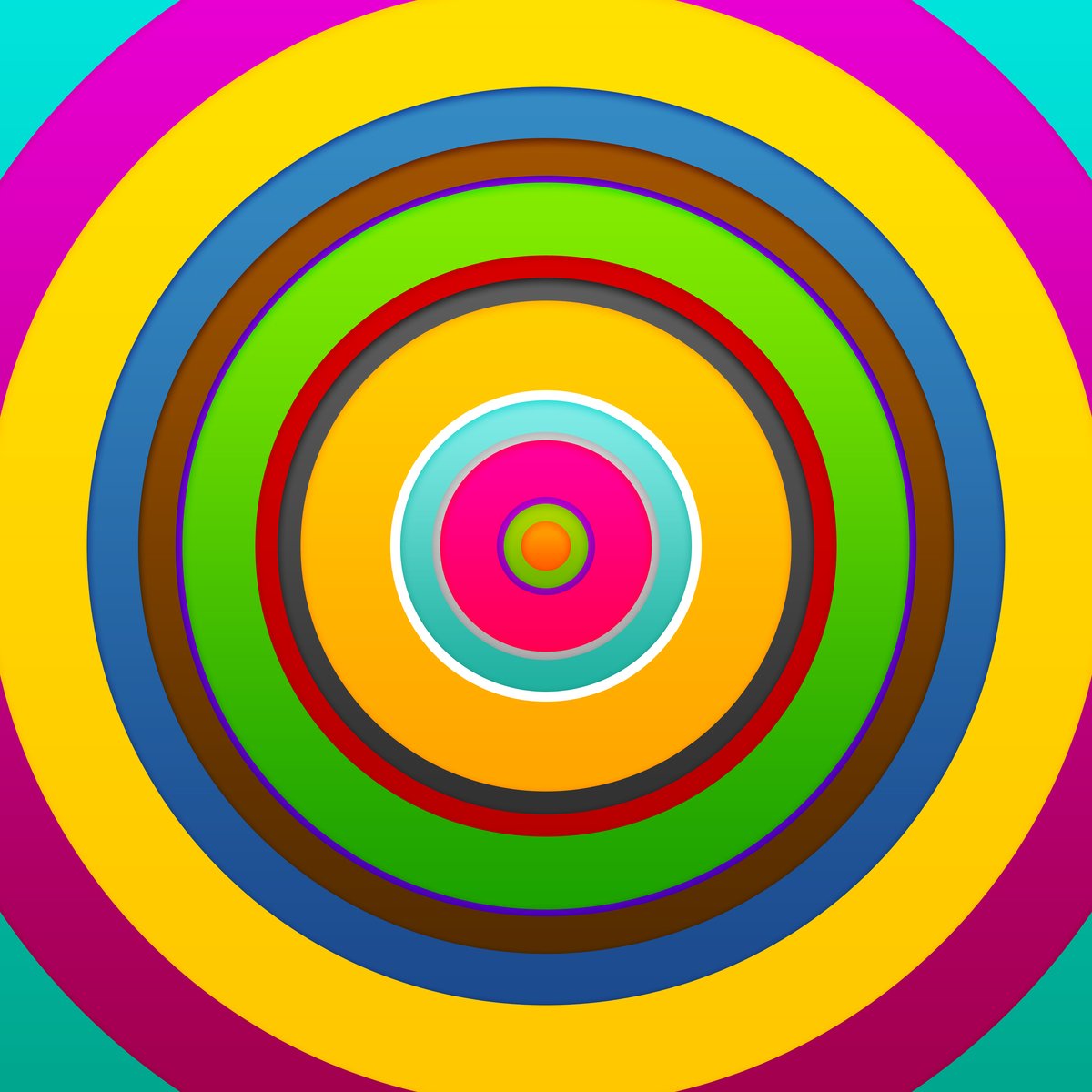 a circular painting with multiple colorful circles