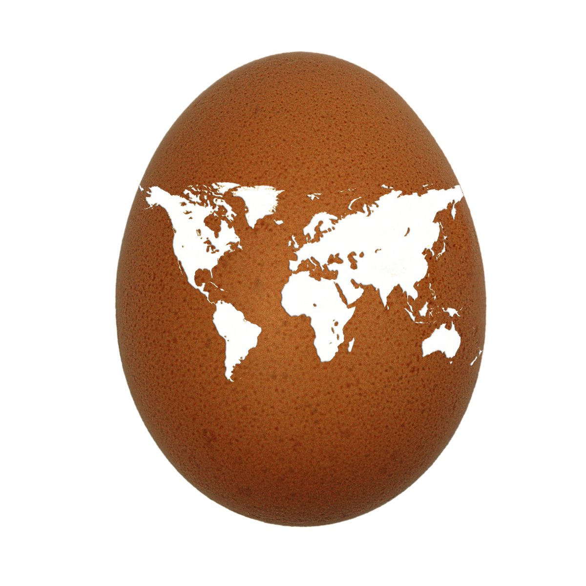 an egg with a world map on it