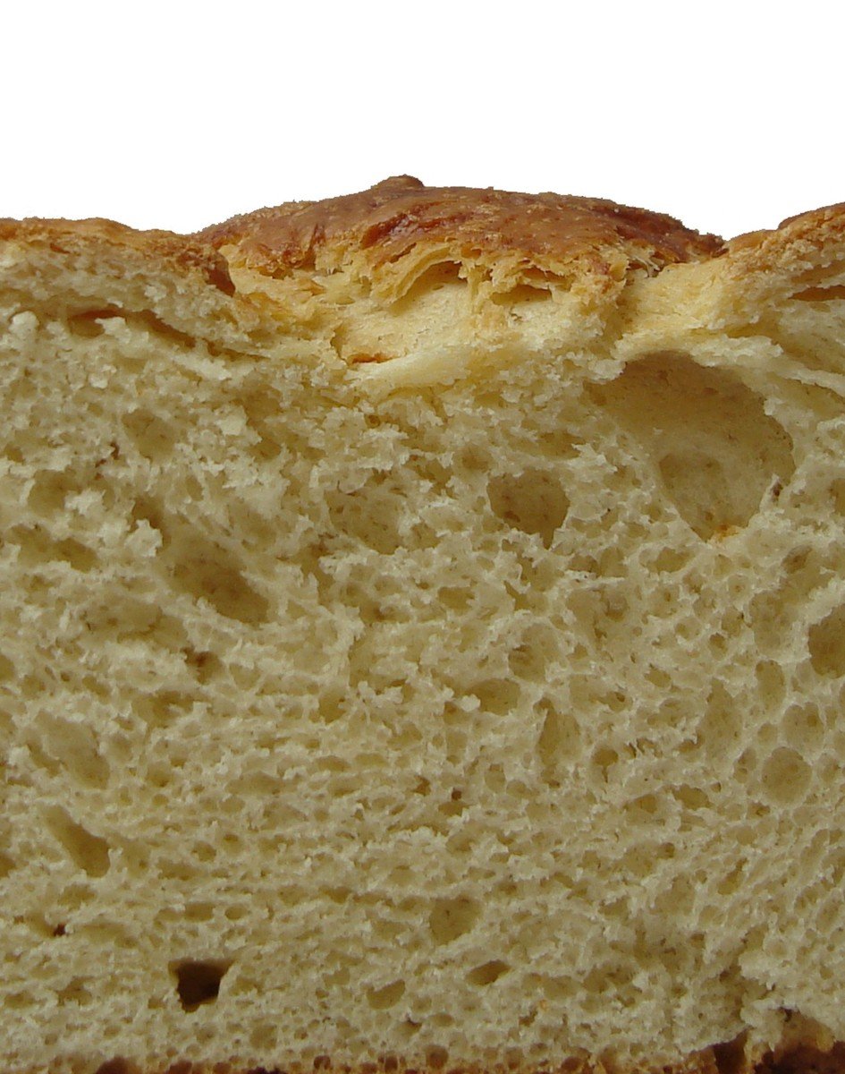 piece of bread with several layers of crumbs