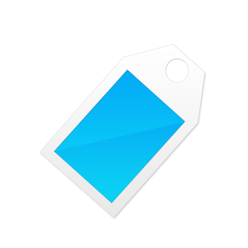 an empty white and blue tag on a white background