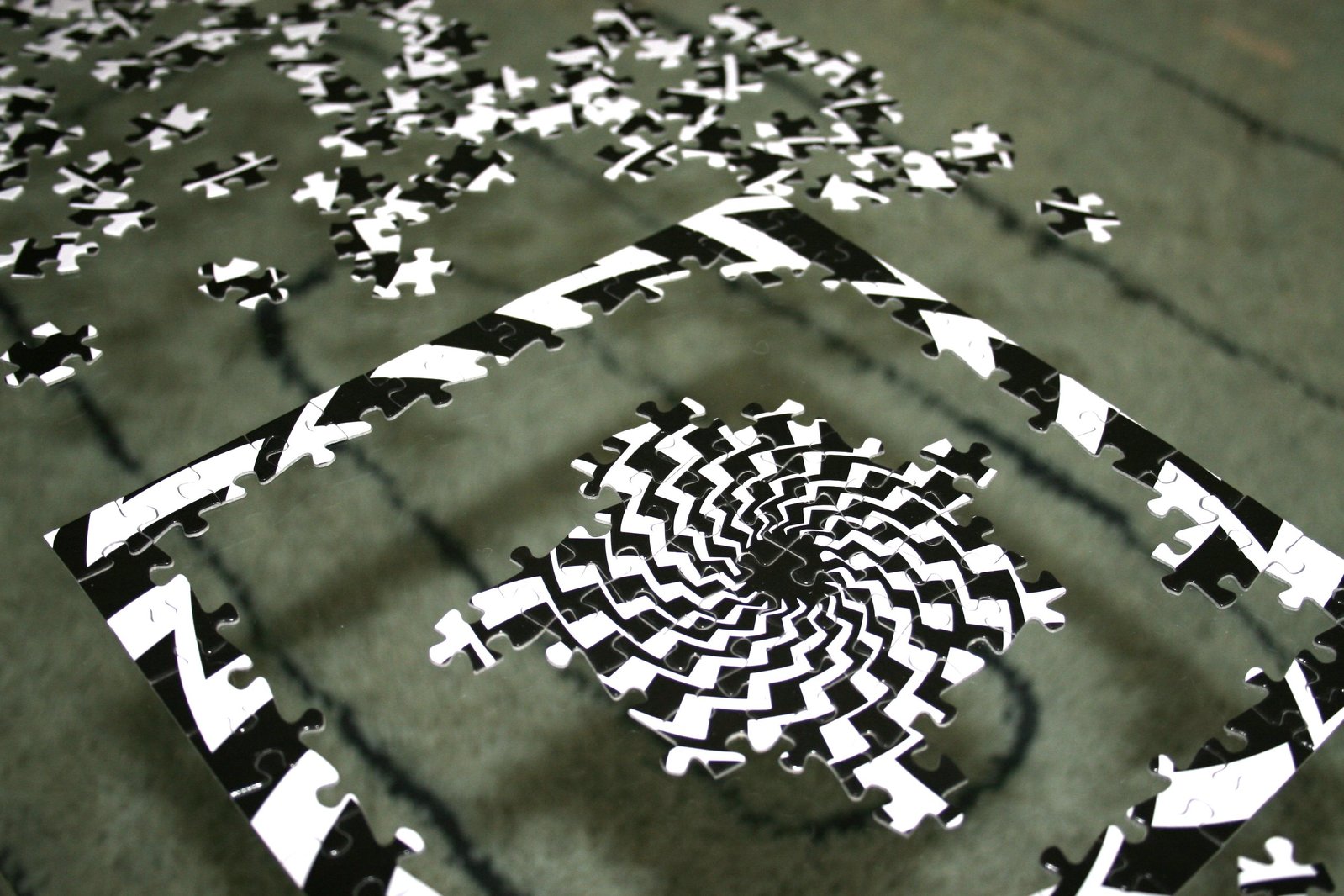 the rug is black and white with black squares