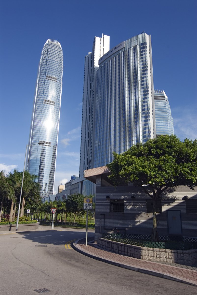 some very tall buildings with a lot of windows