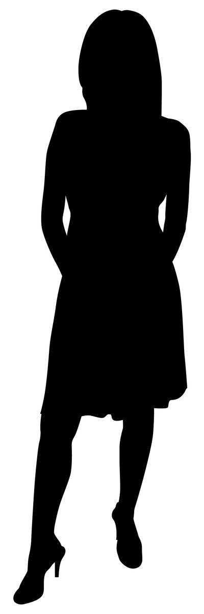 a silhouette of a girl in heels and a dress
