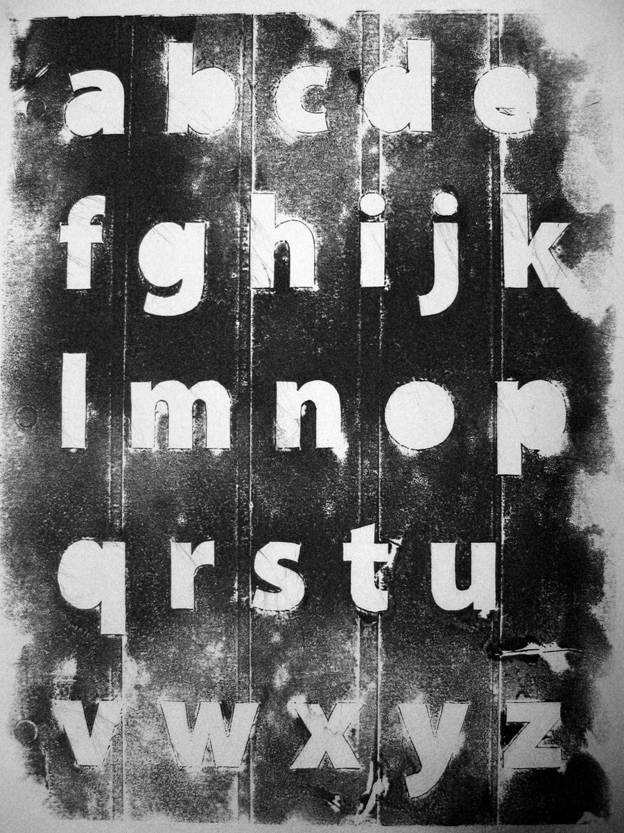 black and white pograph of a block of letters