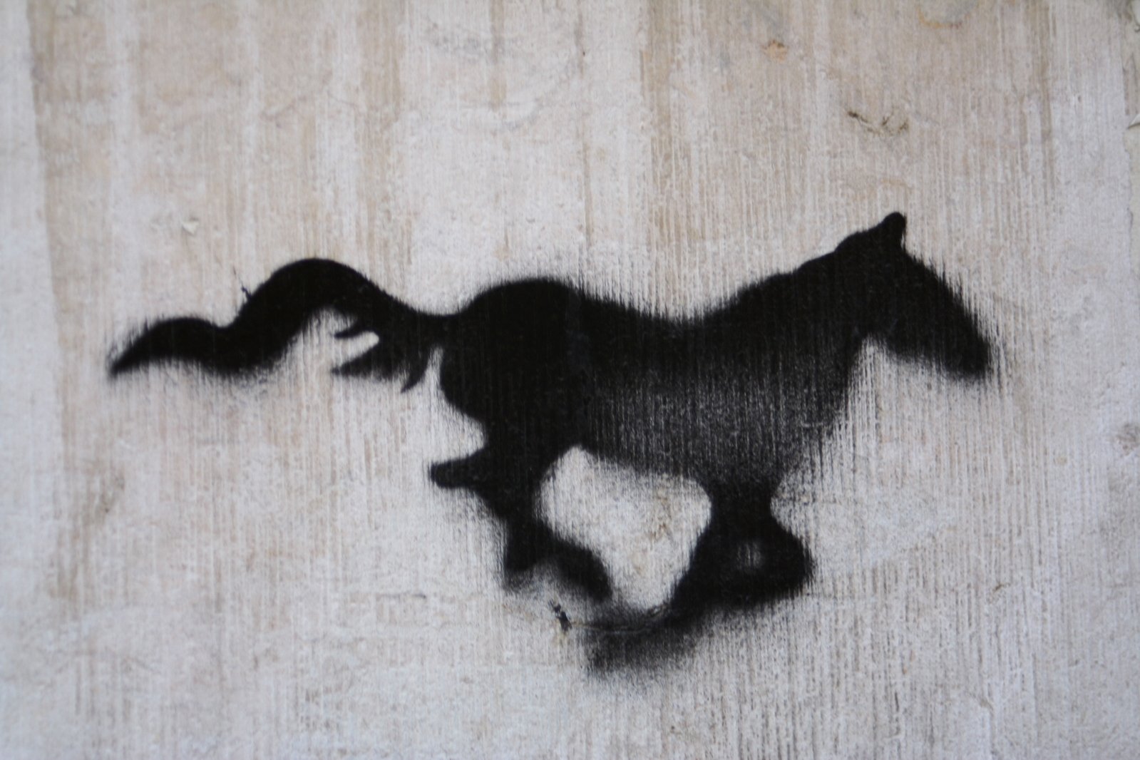 a drawing of a horse is shown on wood