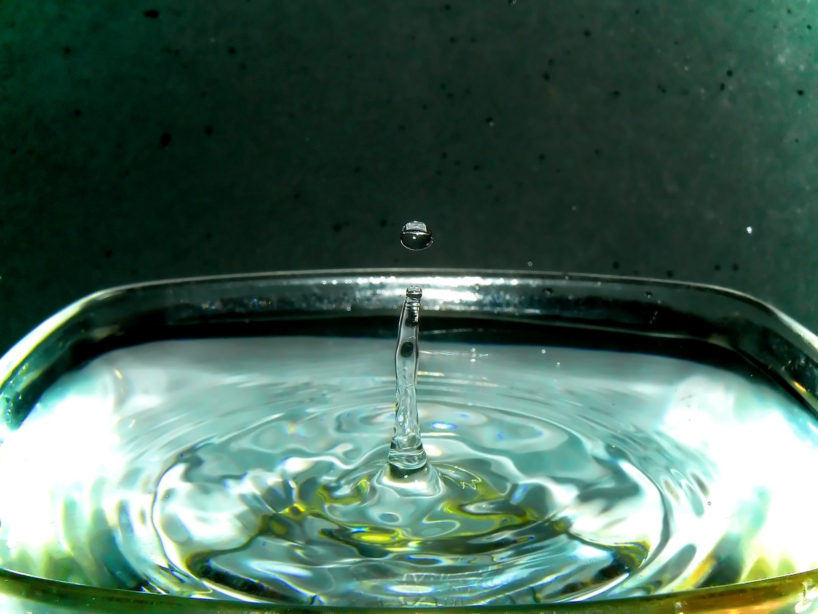a water drop in a bowl filled with water