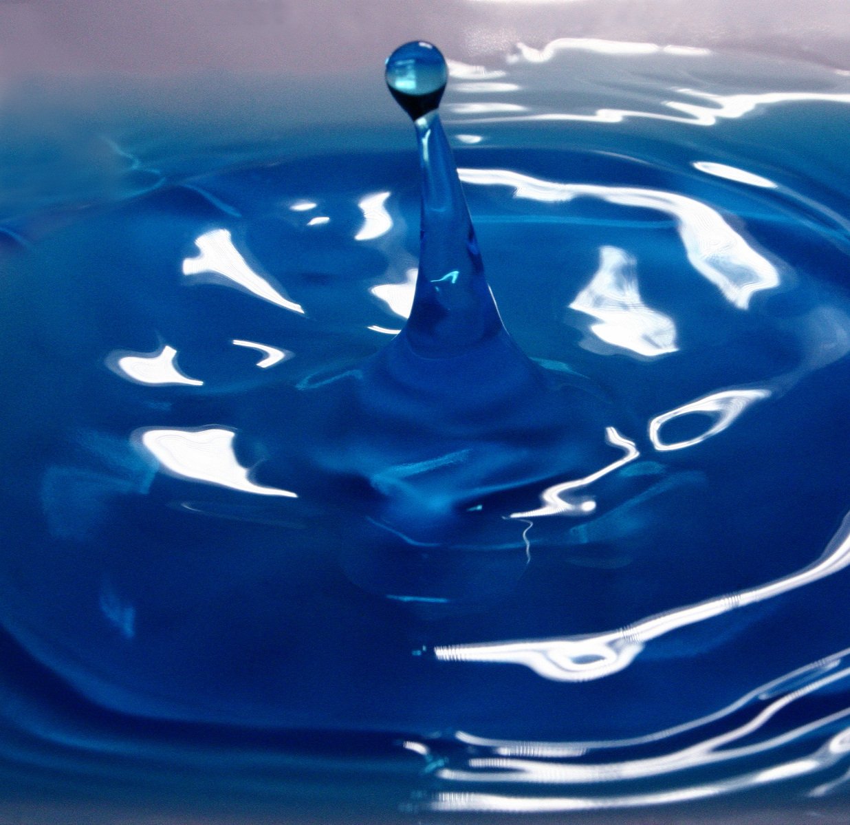 water splashing into the blue color of water