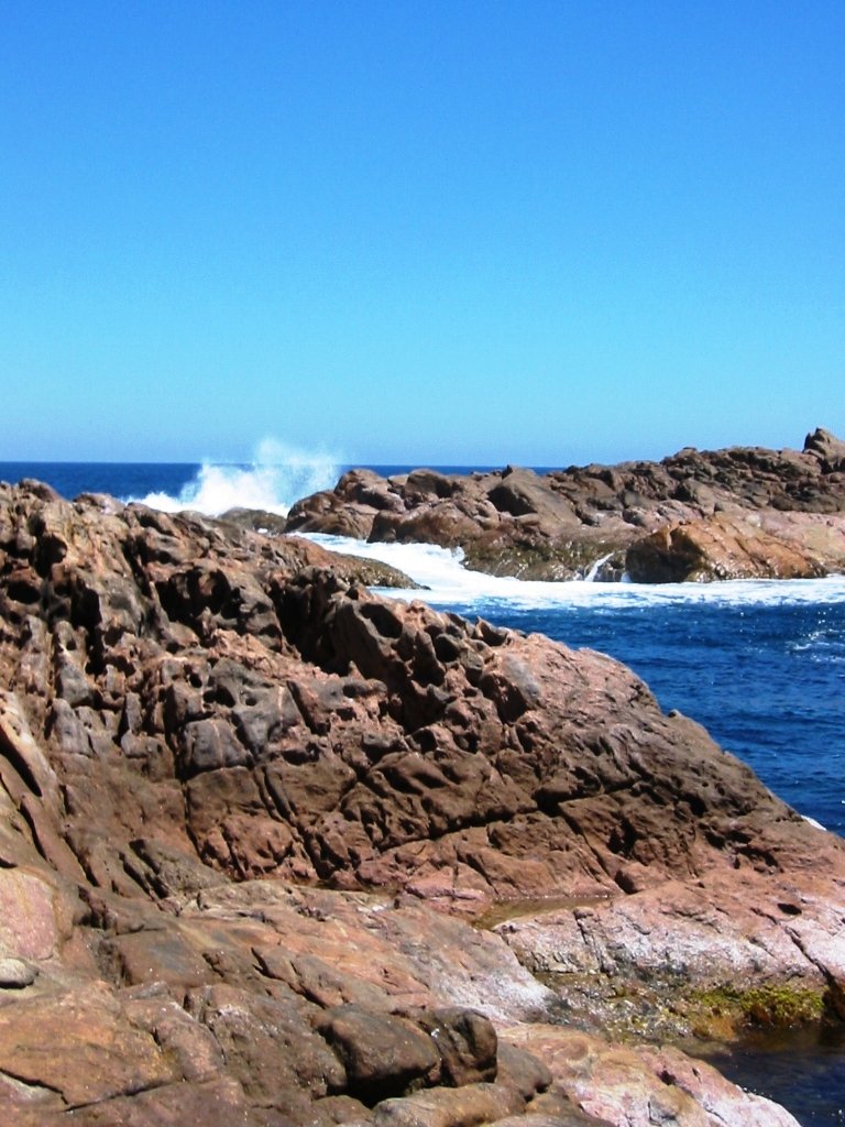 a surfer catches a wave off the coast of an island