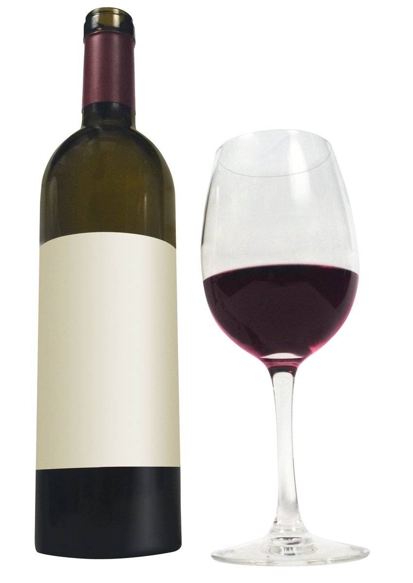 a glass and bottle with a wine in it